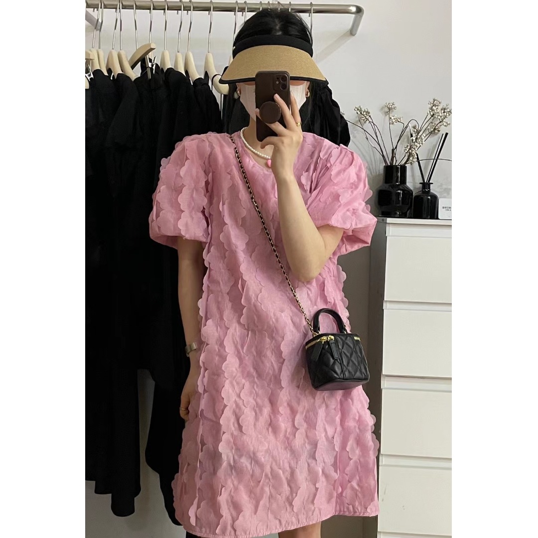 Korean Daily Lifestyle - Vestido Floral com Manga Bufante Estilo
