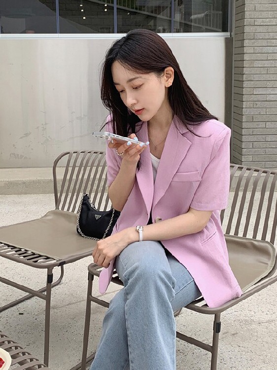 Jaqueta Feminina de Manga Curt - Korean Daily Lifestyle avaliação e preço