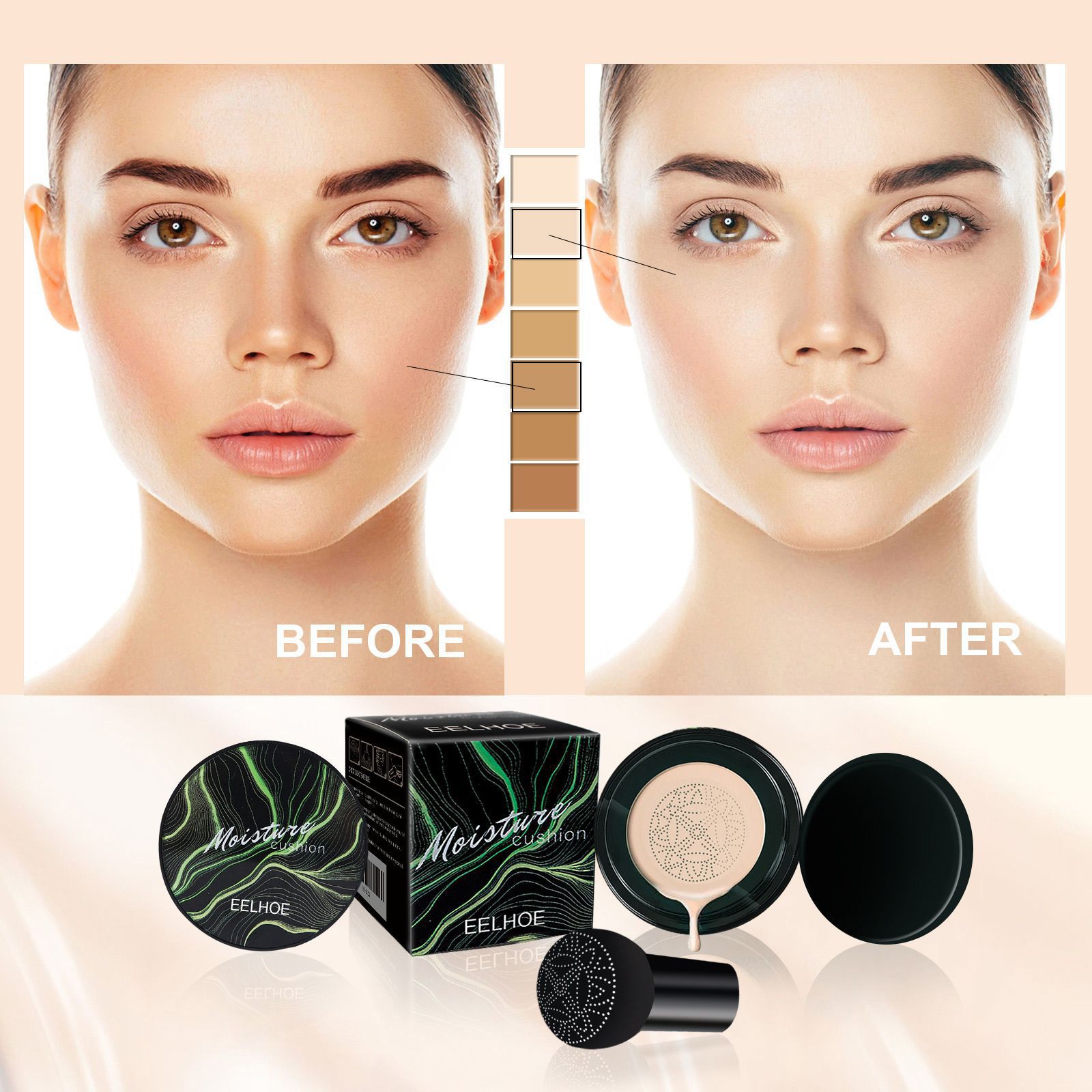 EELHOE Base BB Cream com Almof - Bb Cushion Korean avaliação e preço